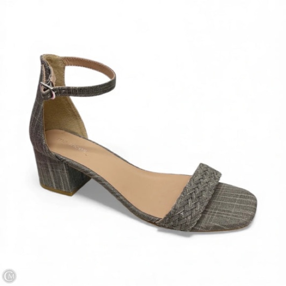 Maurices Taupe Braided Front Ankle-Strap Block Heel Sandal